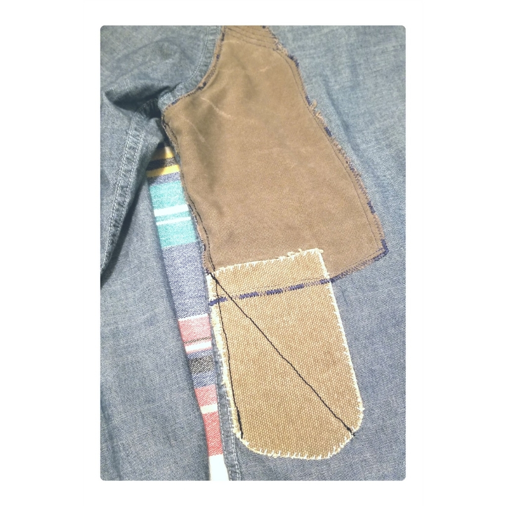 R.L. DENIM & SUPPLY PATCHWORK SHIRT-LRG - Picture 9 of 9
